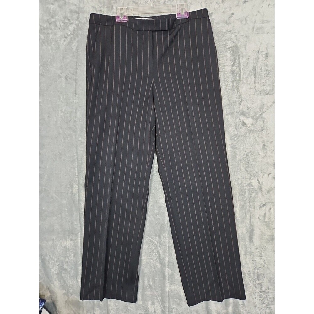 Kasper Classic BLACK PINSTRIPE Pants Womens Size 8 unlined STRAIGHT LEG
